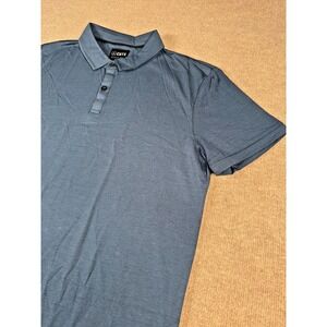 Cuts Clothing Polo Shirt Mens‎ Large Blue Short Sleeve Curve Hem Stretch Casual